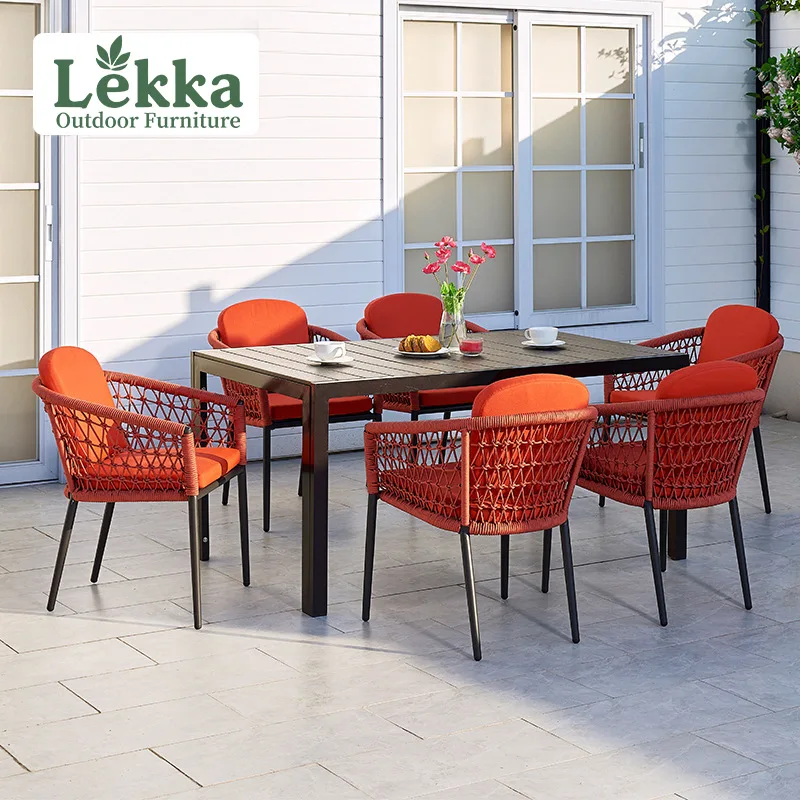 

Lei Haojia Outdoor Garden Tables And Chairs Leisure Plastic Wood Rattan Chairs Outdoor Garden Waterproof Sunscreen Outdoor Dinin