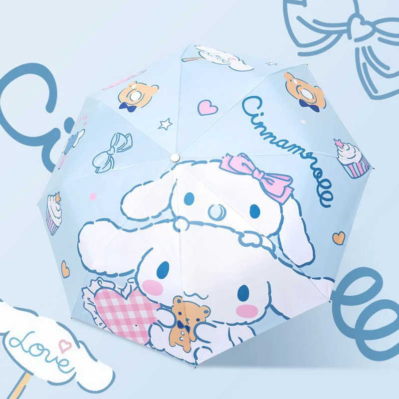 

Sanrio Kawaii Umbrella Cinnamoroll Kuromi Printing Folding Girl Heart Children Sun Protection Ultraviolet Light Portable Gifts