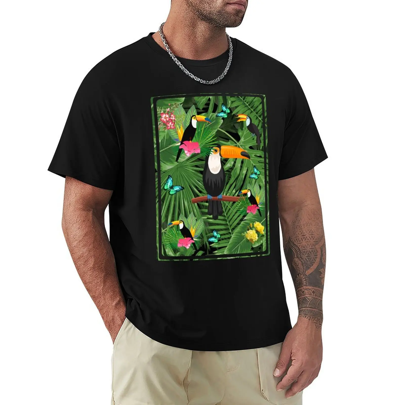 

Toucan tropic T-Shirt funny gifts boys whites graphic tee shirt tops oversized t shirts for men