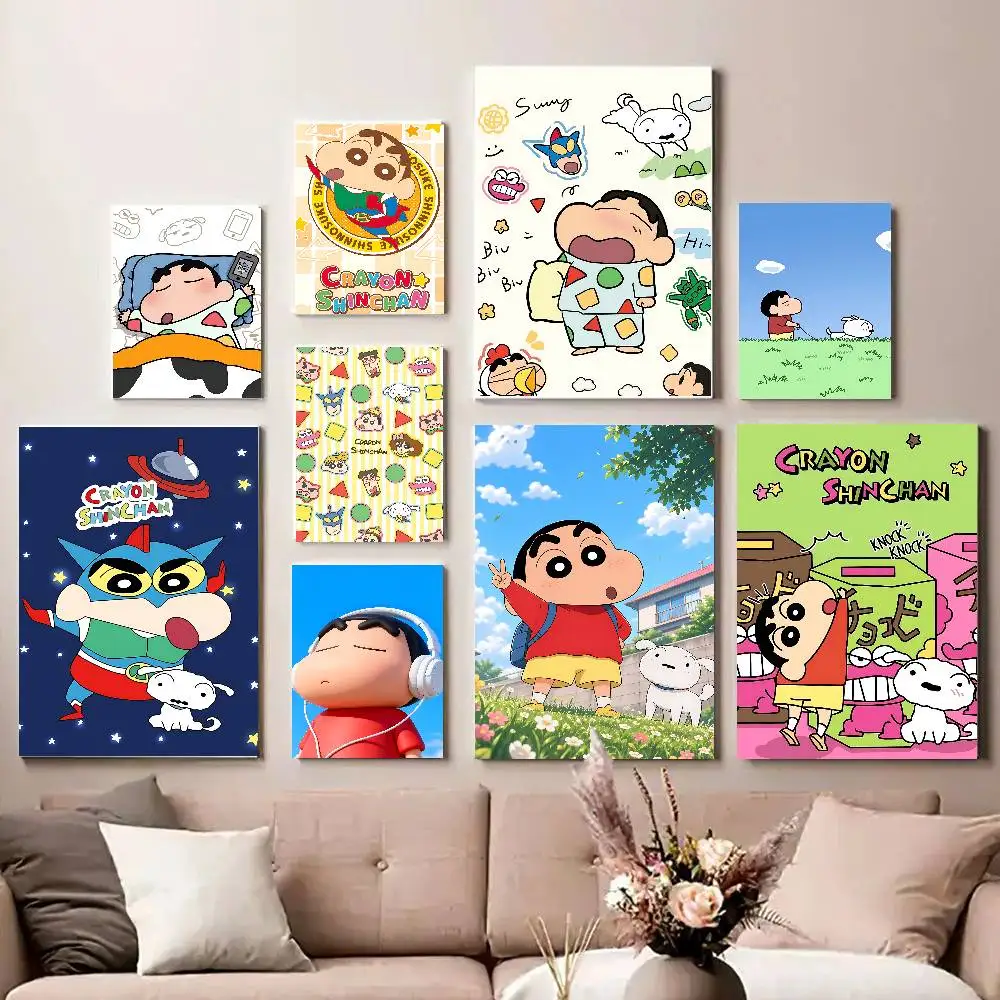 C-Crayon Shin-chan Poster High Quality Print Poster Waterproof Wall Art Movie Posters For Living Bedroom Retro Room Decor Gift