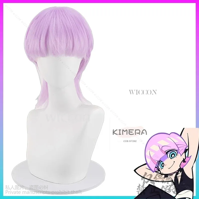 

a7d@New PANTY & STOCKING Anime Cosplay Polyester Polyurethane Short Wig Purple Blue Hair Heat Resistant Synthetic Wig For Angel