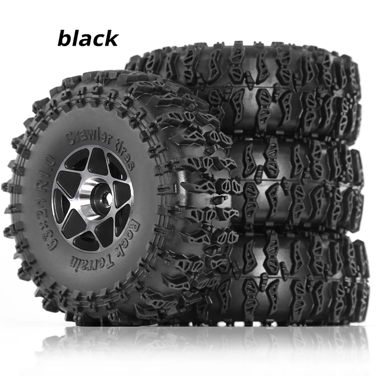 N18R 4pcs 63mm 1.0 Inch Metal Beadlock Wheel Tire Set for 1/18 1/24 RC Crawler Car TRX4M SCX24 AX24 FCX24 Upgrade Parts Green