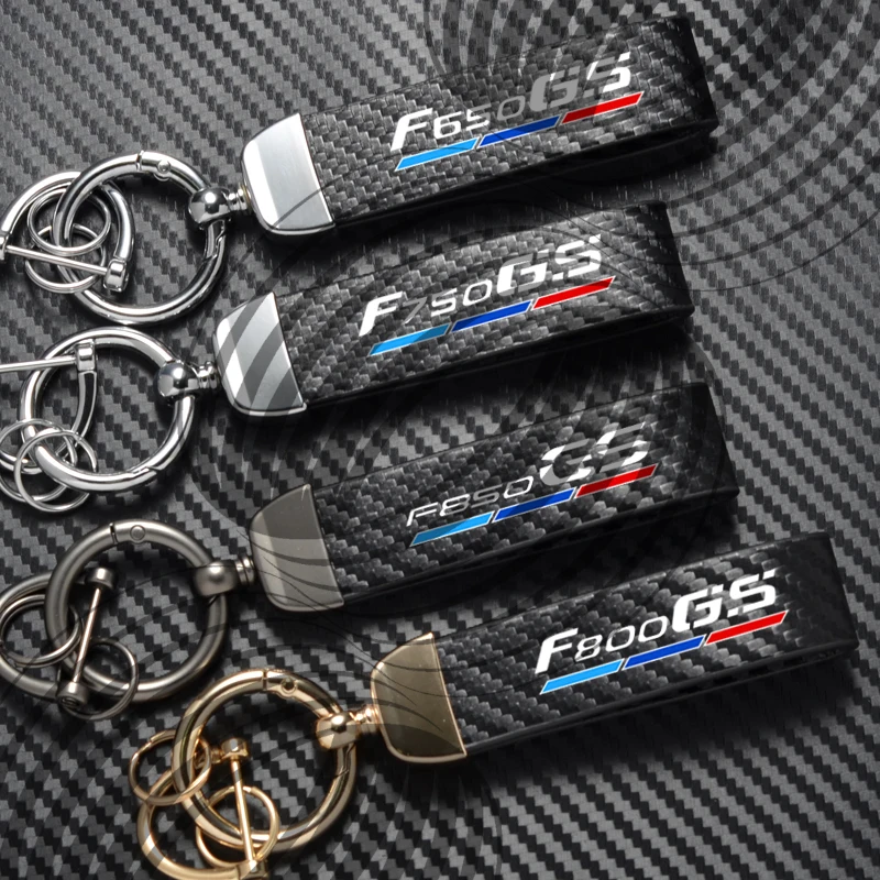 For F650 F750 F850 F800 GS Logo Emblem Motorcycle Carbon Fiber Leather Zinc Alloy Keychain Microfiber Key Chain Gift Accessories