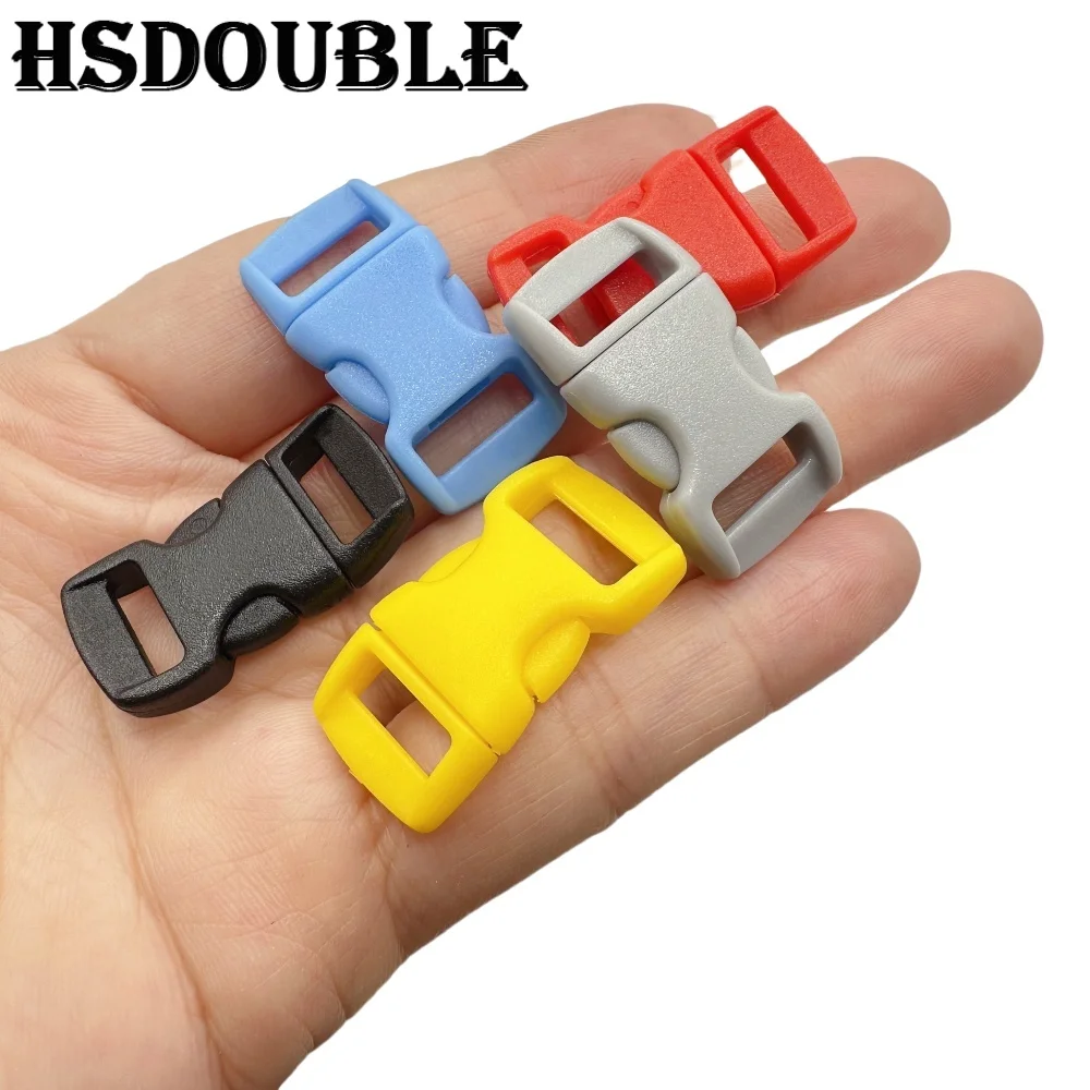 20 unids/pack 10mm Clip de hebilla de liberación lateral curvada de plástico colorido para pulsera de Paracord DIY correa de Collar para mascotas correas de mochila