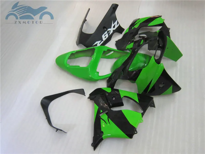 ABS plastic full fairing set for Kawasaki Ninja 636 ZX9R 2002 2003 ZX 9R 02 03 green black aftermarket body Fairings parts