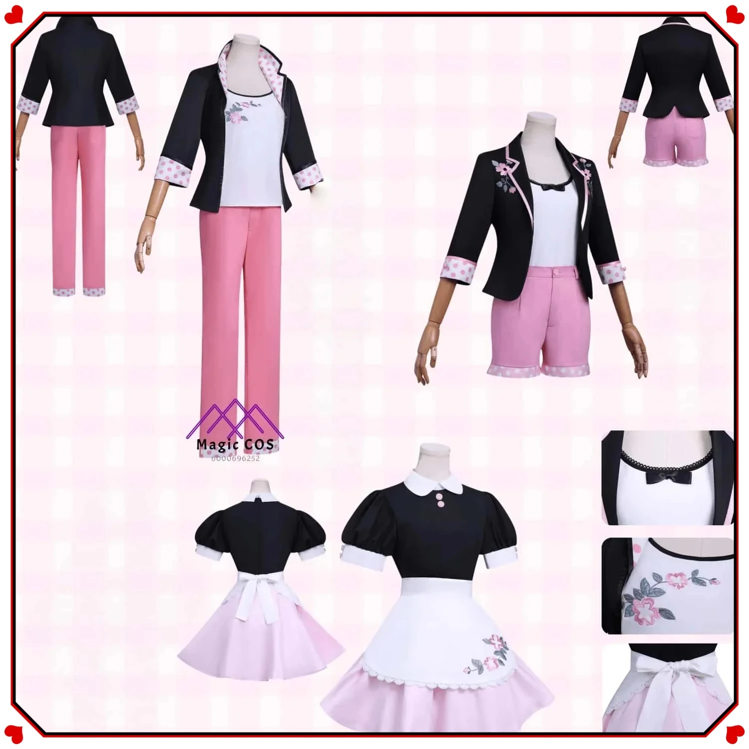 

Anime Marinette Cosplay Costume New Role Play Maid Pink Outfit Suits for Women Adult Comic Con Halloween Party Daily Suits Set