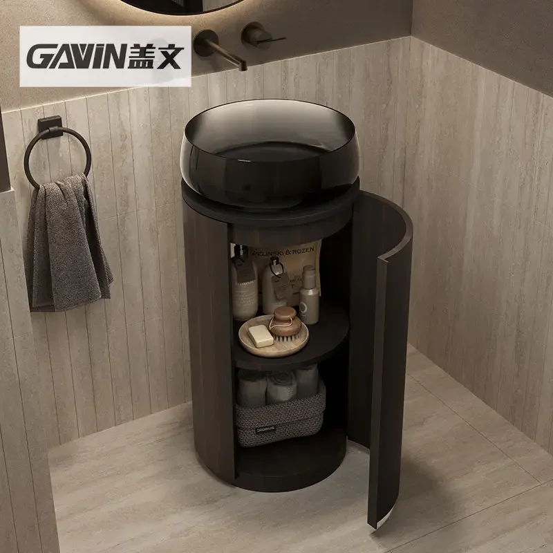 Th Modern Artificial Stone Transparent Column Basin Storage Home Hotel Integrated Washbasin Sink