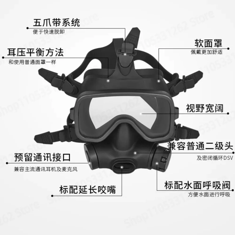 COF2 Diving Full Face Mask Scuba Deep Dive All Black Professional Equipment