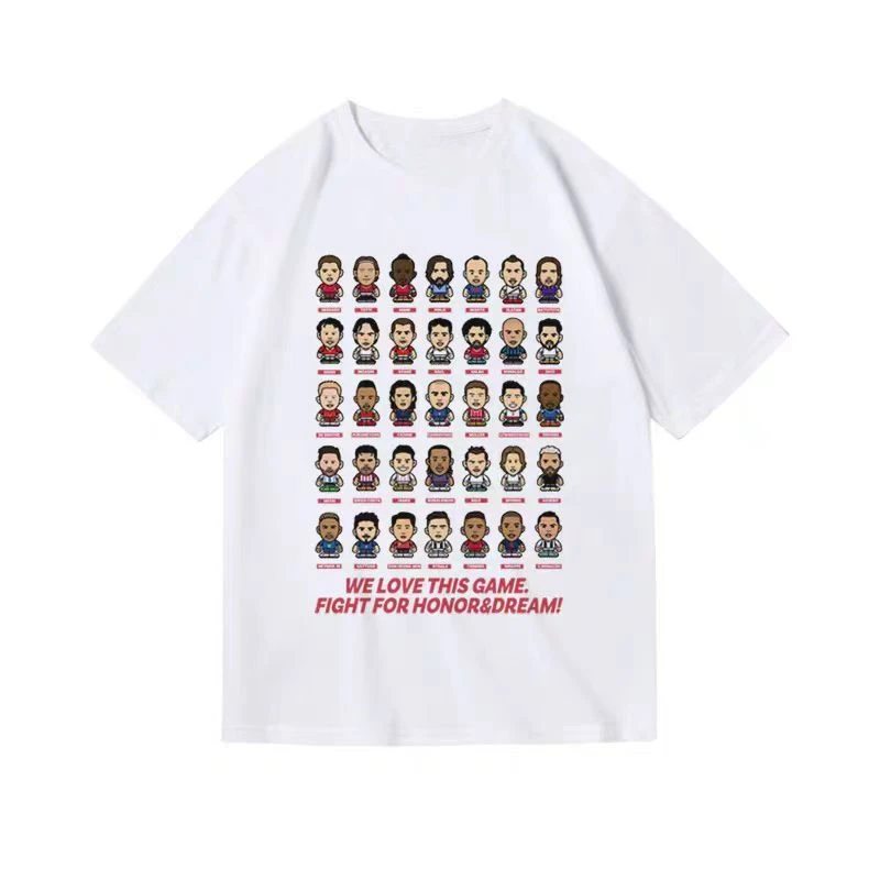 نجم كرة القدم الكرتون المطبوعة C رونالدو ميسي نيمار الملابس الطرفية تي شيرتات قصيرة الاكمام الرجال والنساء الصيف #2