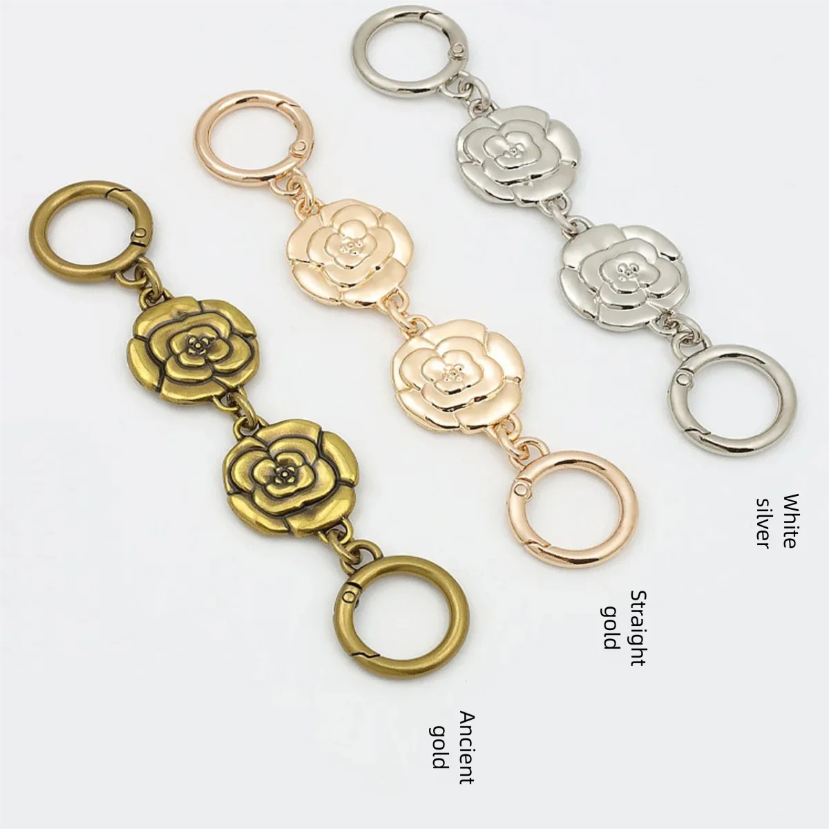 Rose Purse Straps Replacement Bag Extender Chain Vintage Gold Bag Charms 60cm Silver Metal Wallet Chain For Tote Handbags
