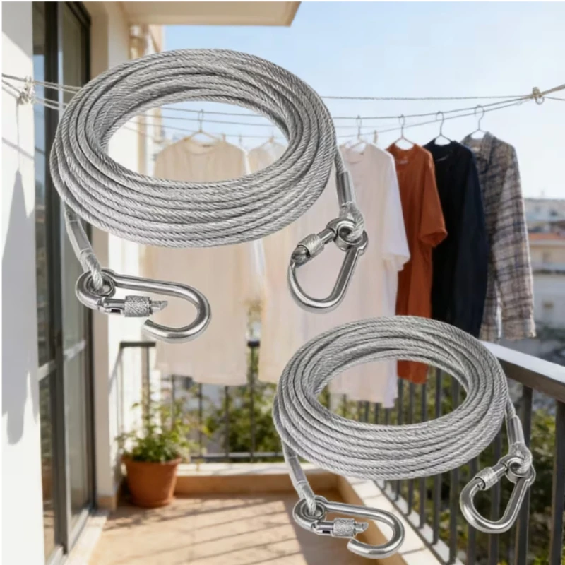 1PC 3/5/10/15/20meters Versatile Clothesline Stainless Steel Rope for Outdoor Camping Traction Ropes Thickened Dog Pet Leash