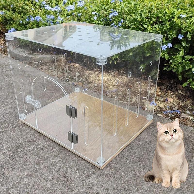 

Transparent Acrylic Cat Cage Indoor Portable Inside House Cat Cage Cheap Small Medium Cats Villa Display Store Pet Supplies
