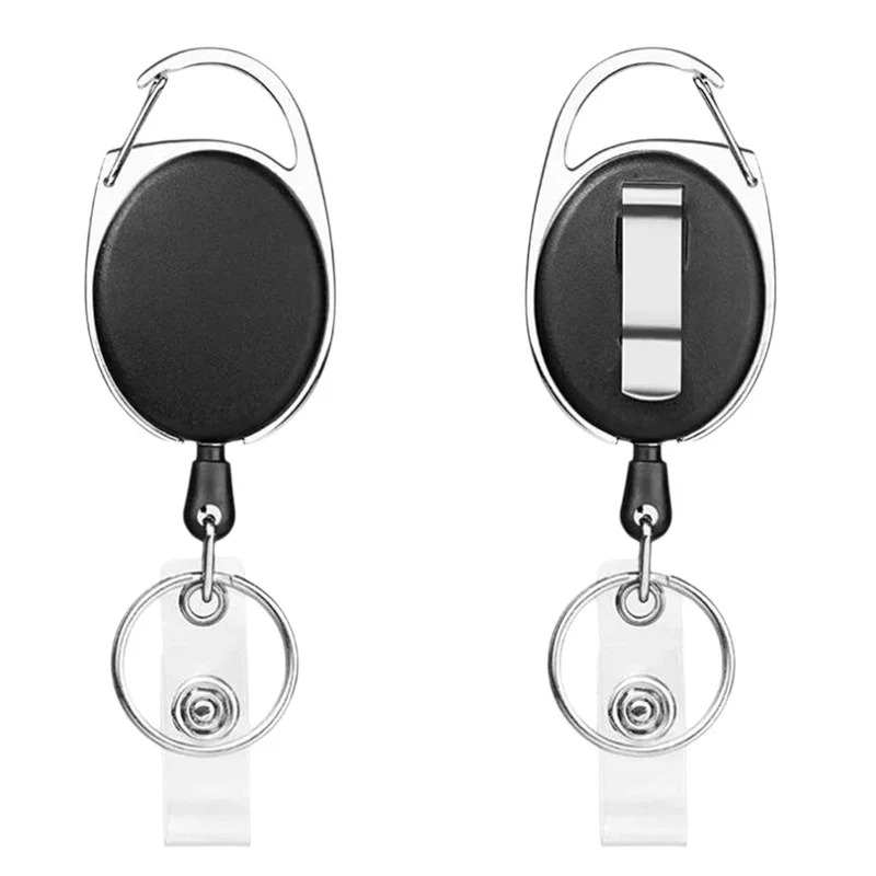 2 pcs Heavy Duty Retractable Badge Holder with Belt Clip Keychain and Waterproof Vertical ID Card Holder