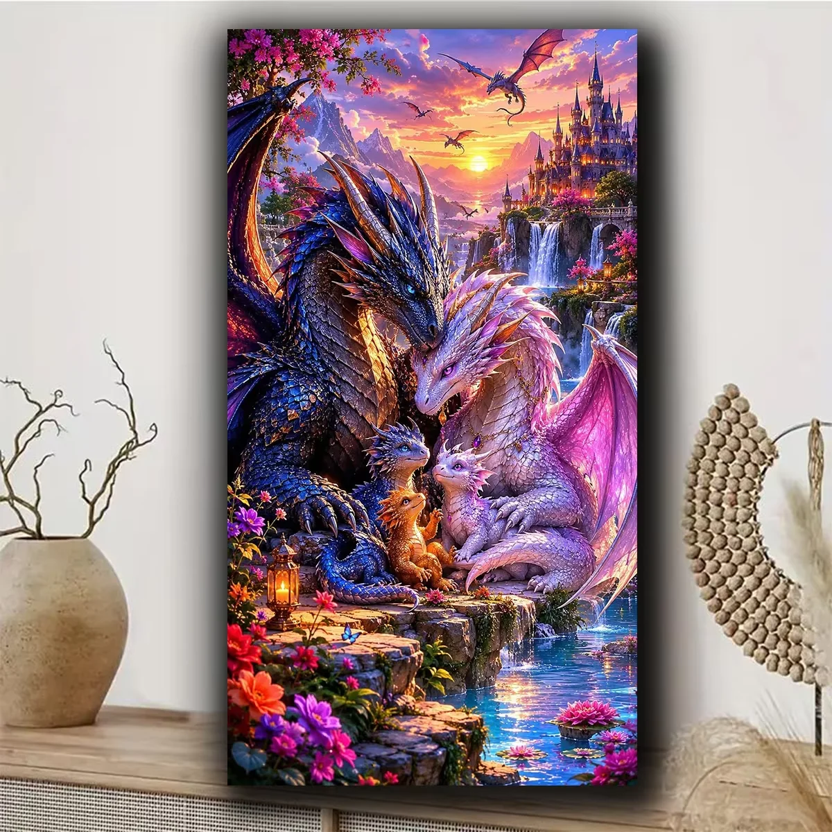 Amazing Dragon Family DIY Diamond Painting Set,New 2026 Full Square Round Diamond Art Mosaic Halloween Craft Handmade Home Decor