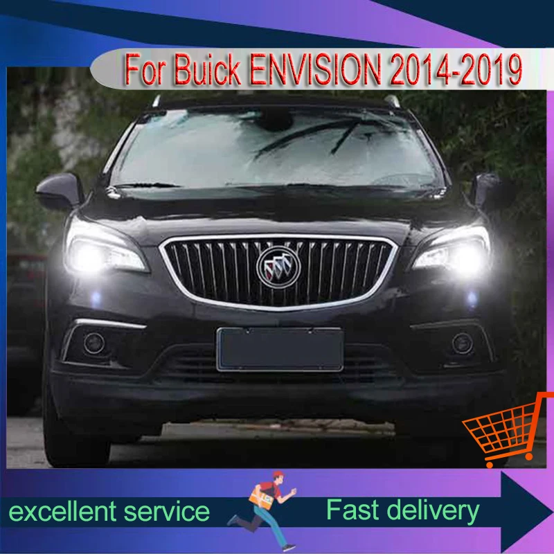 المصابيح الأمامية القوية للسيارات بويك ENVISION 2014-2019 المصباح الأمامي ديكور DRL LED إشارة أضواء السيارة لملحقات المركبات