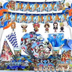 ONE PIECE Hot Japanese Anime Children's Birthday Party Background Flag Tableware Aluminum Film Balloon Party Decoration Package