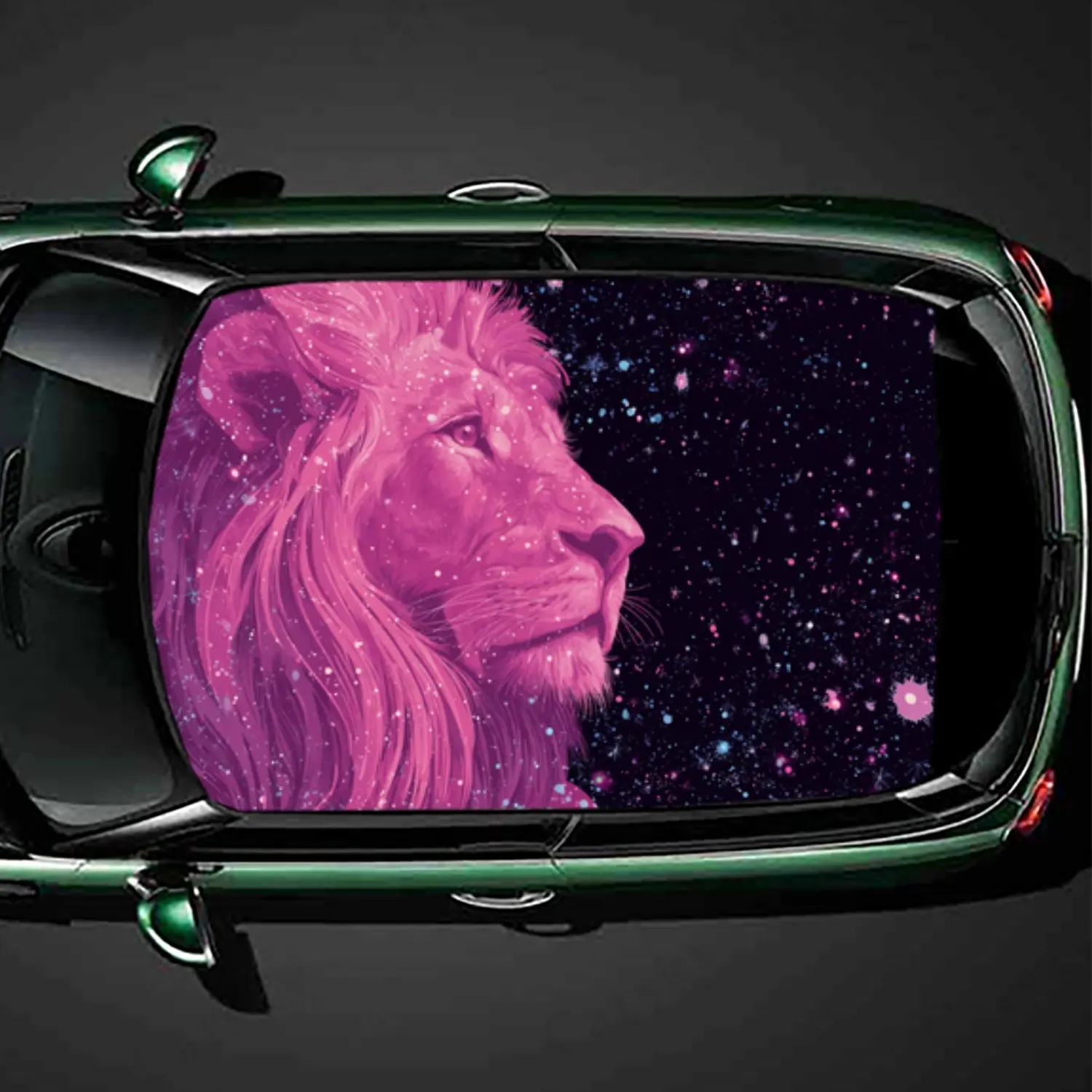 

Eye - Catching Pink Lion Car Roof Vinyl Wraps Sticker, Auto Decal, Artistic Vehicle Decoration, Self-adhesive Waterproof Car Ext