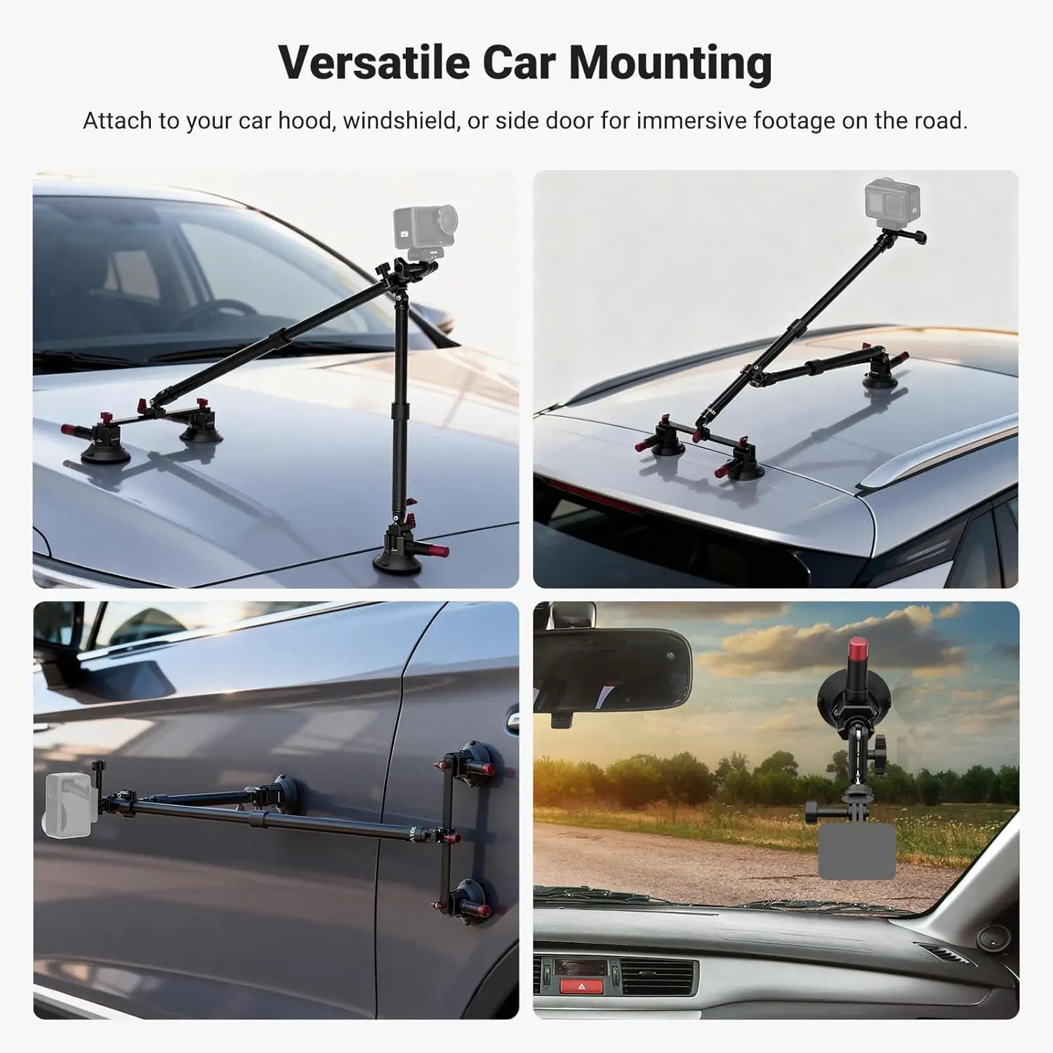 NEEWER Triple Suction Cup Car Mount Kit, Two 24