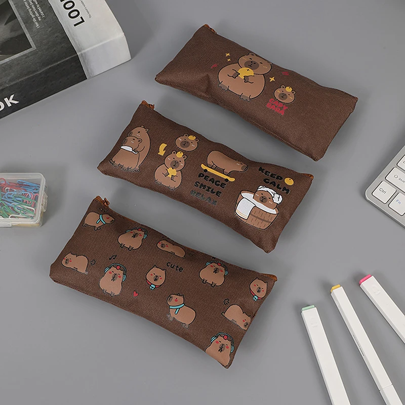 Cartoon Capybara Capybara Pencil Bag Multi-Functional Large Capacity Stationery Box Multi-Layered Oxford Stationery Organizer