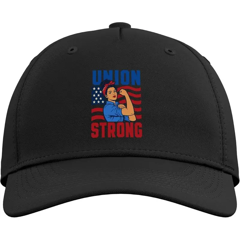 Union Strong Woman Labor Day Union Worker Adjustable Baseball Hat