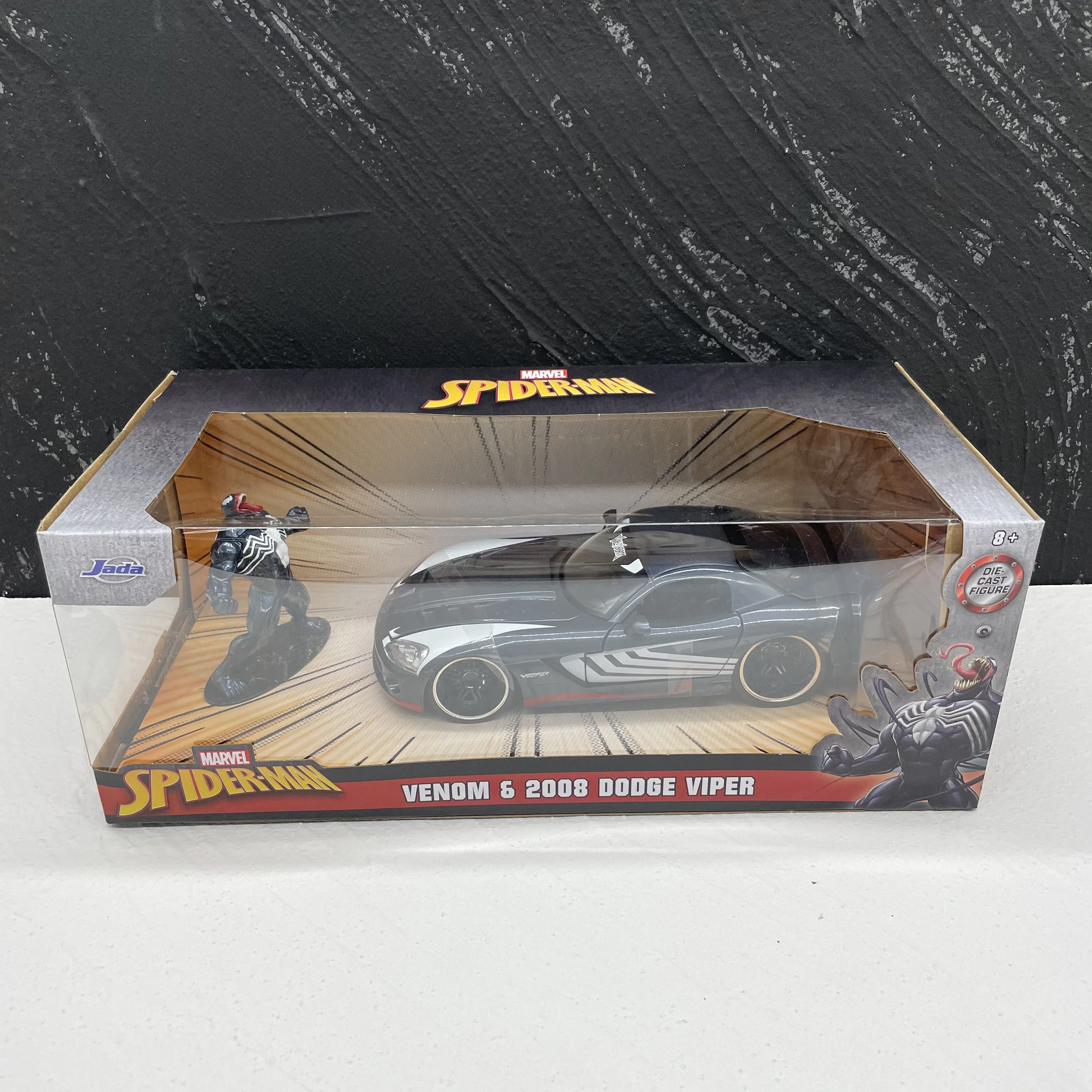 Jada 1:24 Diecast 2008 Viper with Venom Figure Car Model Toys for Kids and Adults