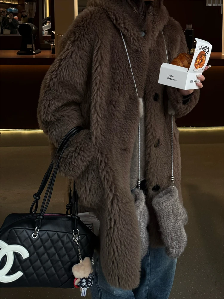 

Теплое женское пальто с воротником-стойкой из овечьей шерсти, средней длины, в двух цветах, модель INE "Xiao Toka" 00, шерстяное, повседневное