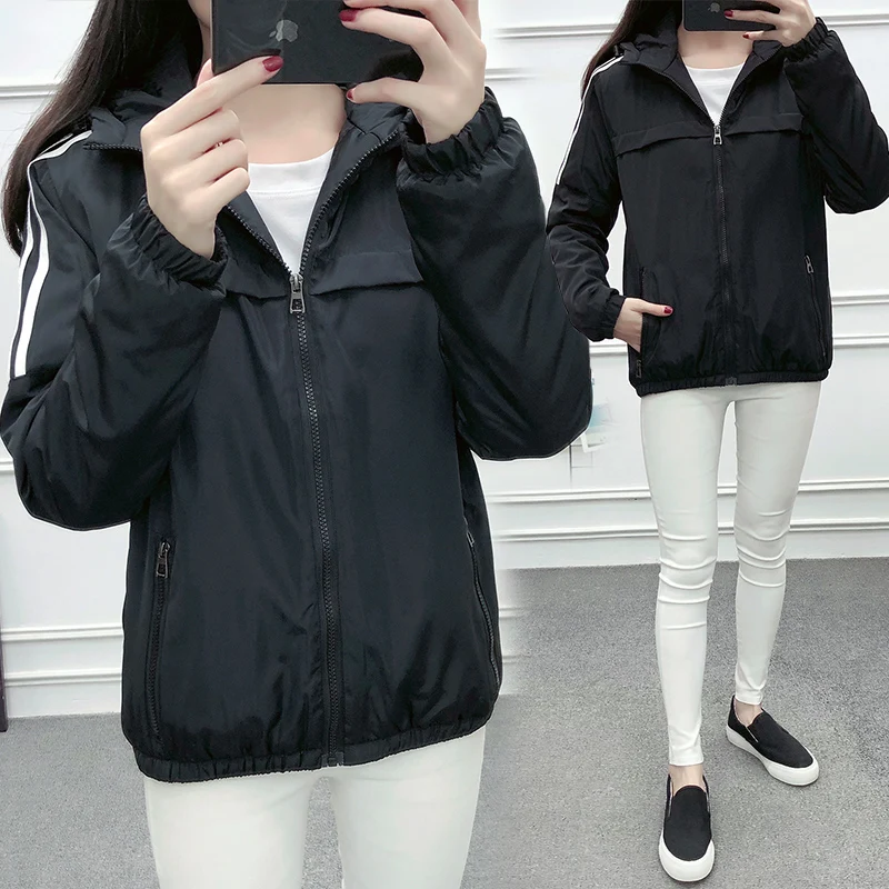 

Осенне-зимняя утепленная легкая хлопковая куртка для женщин, корейский свободный фасон, уличная одежда, с капюшоном, на молнии