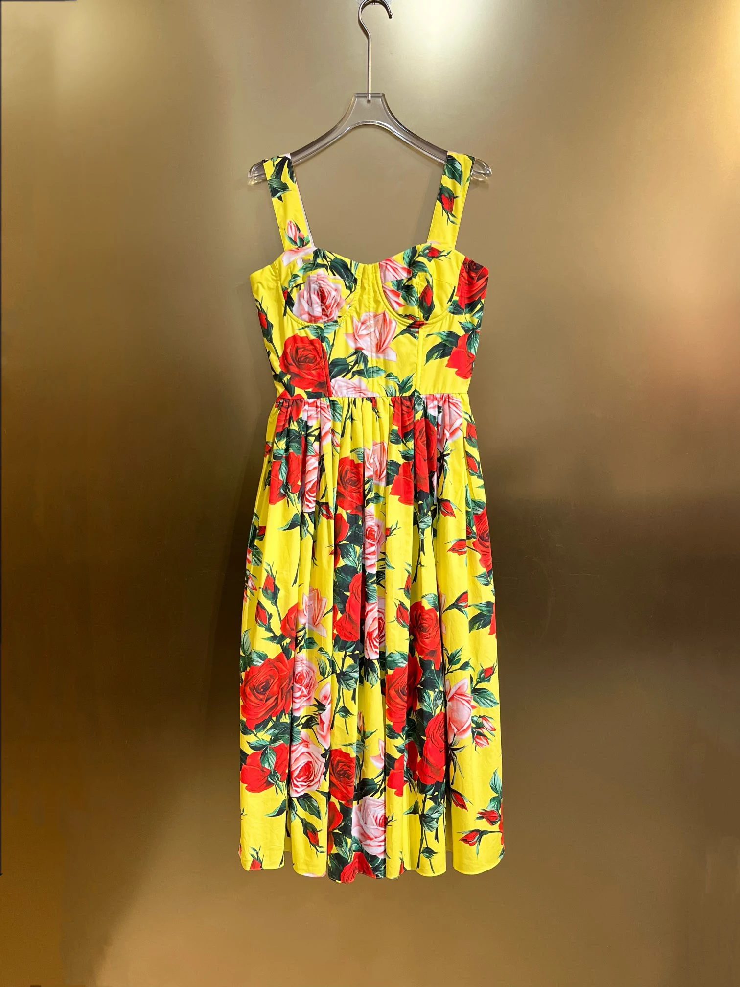 SEQINYY Elegant Midi Dress Summer Spring New Fashion Design Women Runway Vintage Flower Print A-Line Sicily 100% Cotton Holiday