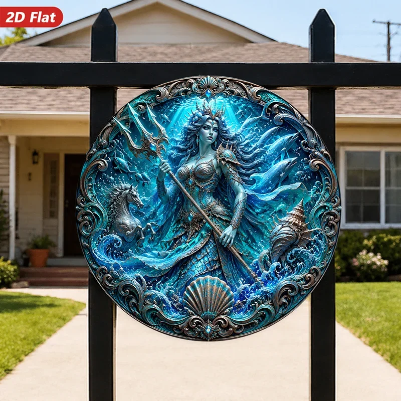 CIFBUY Vintage Ocean Goddess Mermaid Aluminum Wall Art Waterproof Wear Resistant Sign Home Garden Dining Room Office Decor Gift