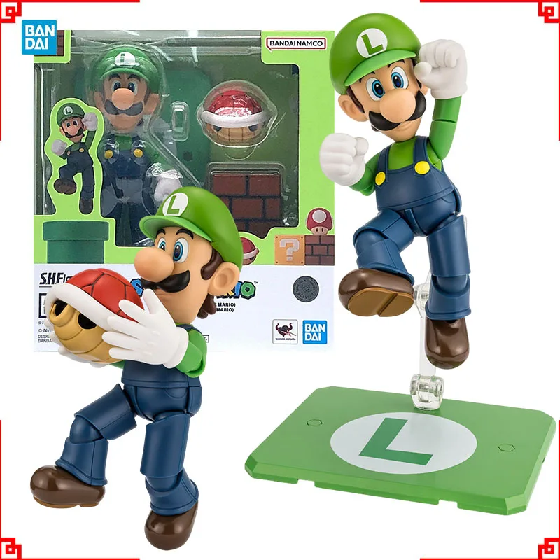 

Bandai Super Mario Bros Anime Figure SHF Luigi Action Figures High Poseability Collectibles Model Toys For Boys Gift