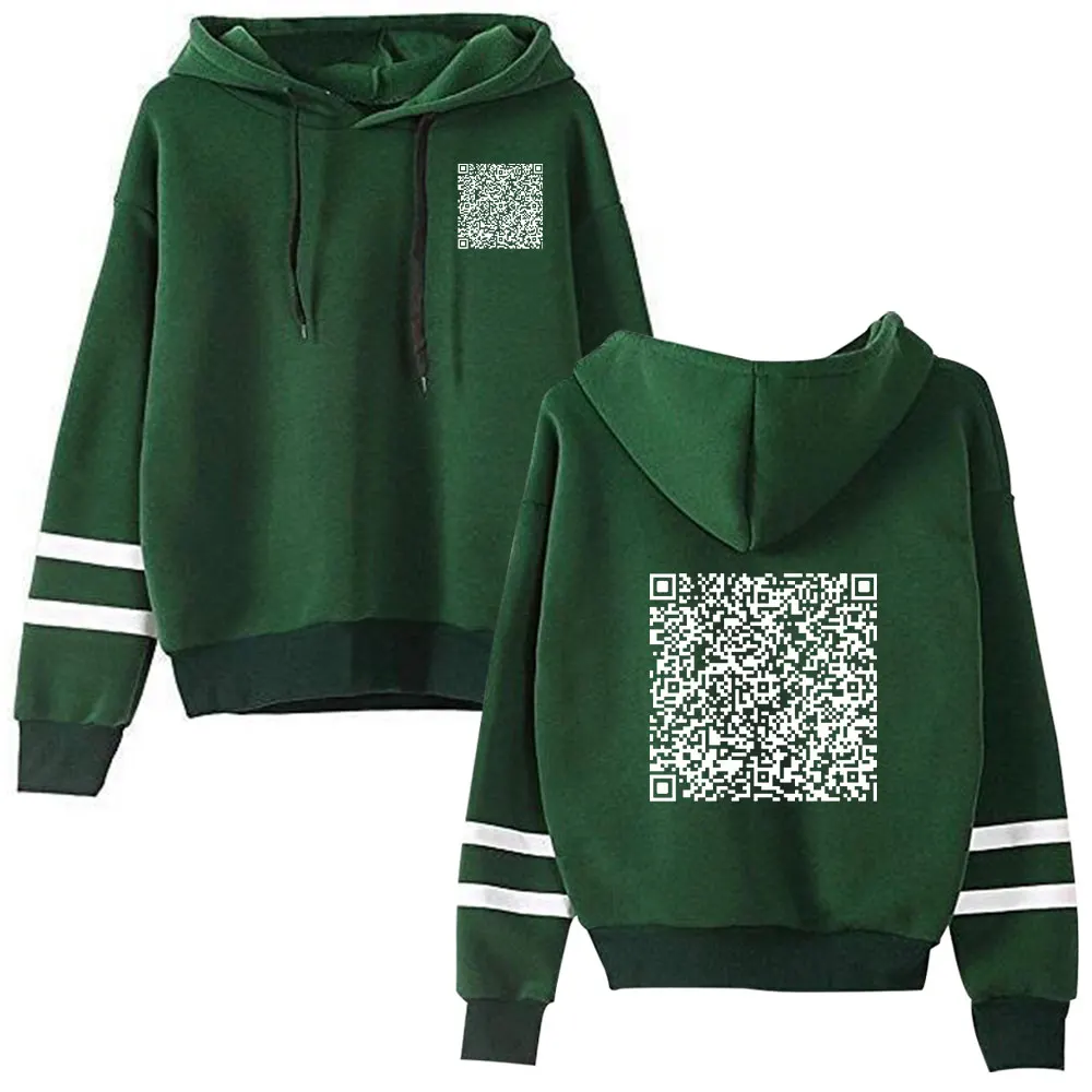 Funny  QR Code  Hooded Fu You QR Code  Hooded Drawstring Pocketless  Sweatshirt Men/women  Novelty Pullover