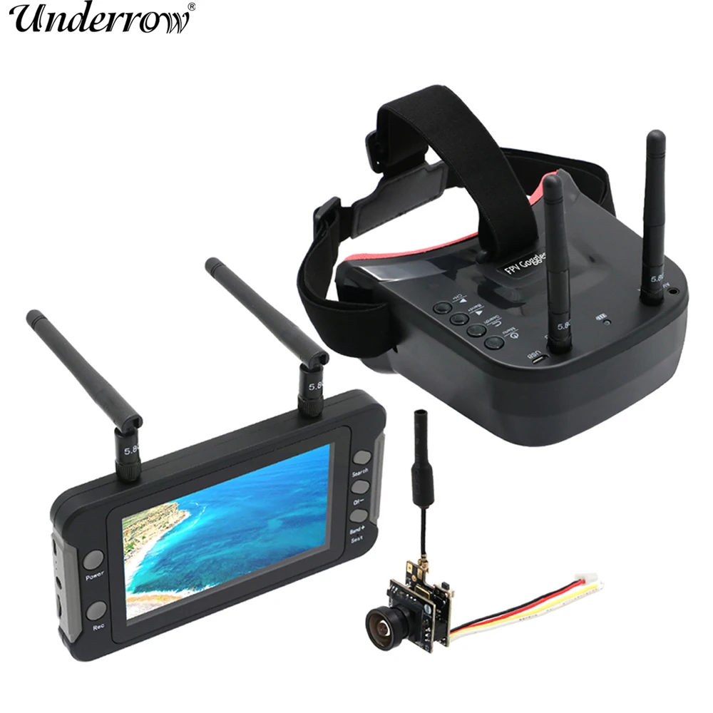 5.8G 40CH Dual Antennas FPV Goggles Monitor Video Glasses Headset HD W/ 5.8G 25mW Transmitter FPV Camera + OSD for Racing Drone