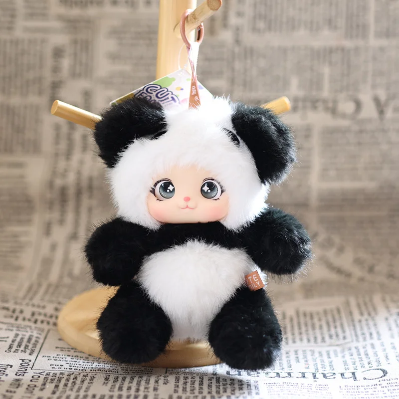 Lindo lindo Internet celebridad muñeca de vinilo panda colgante de peluche muñeca de dibujos animados libro bolsa colgante llavero muñeca alrededor de 18cm