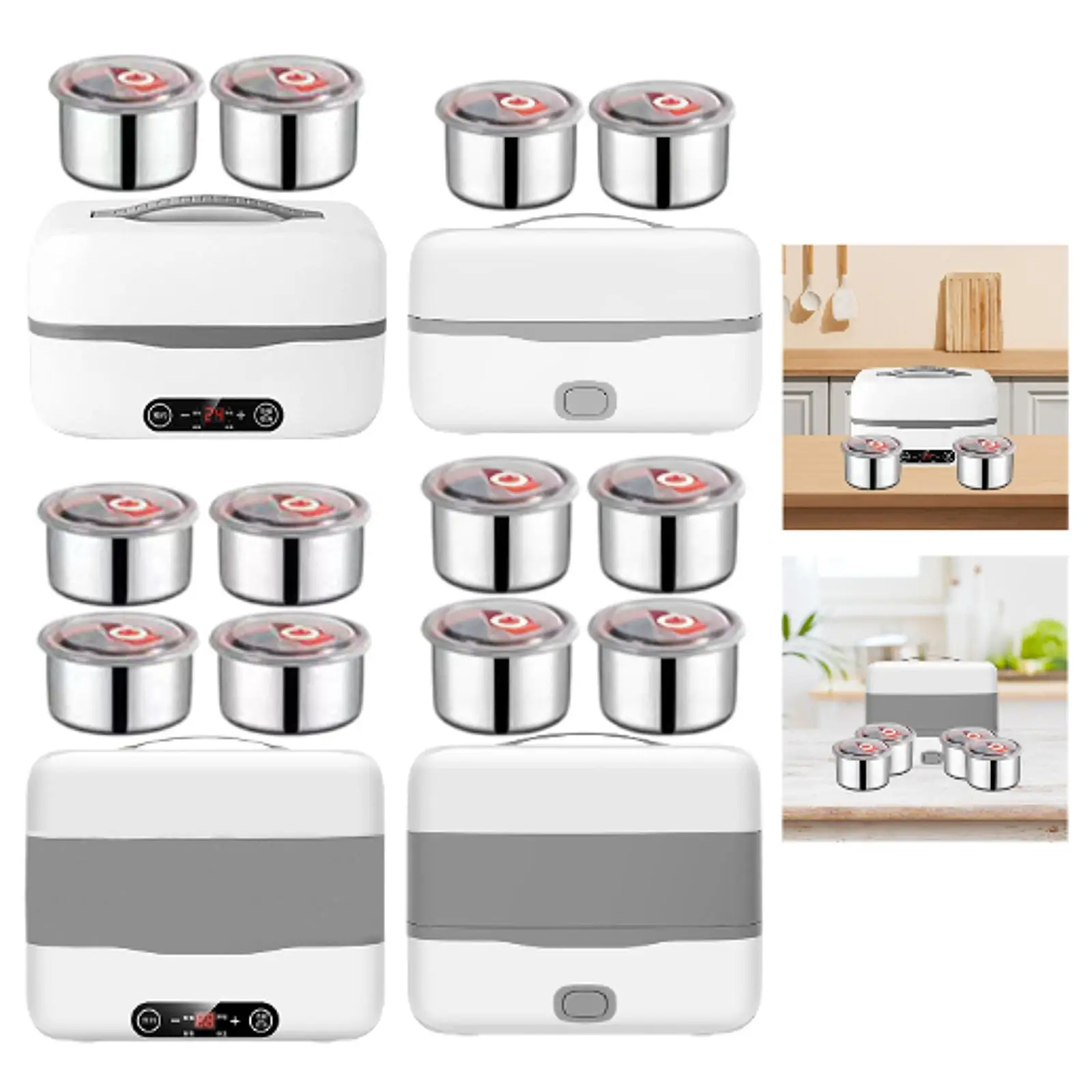 Electric Lunch Box Stainless Steel Bento Box Removable Lightweight US Plug Self Heating Lunch Box for Truck Work Travel Home Car