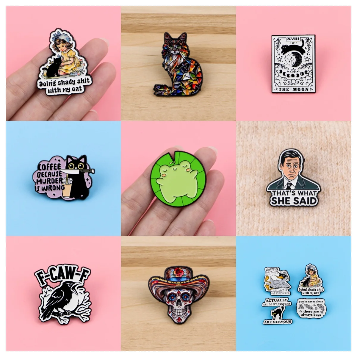 Black Cat Moon Tarot Card Enamel Pins Animal quotes Badges For Bags Jeans Clothes Jackets Backpack Lapel Pin Gifts