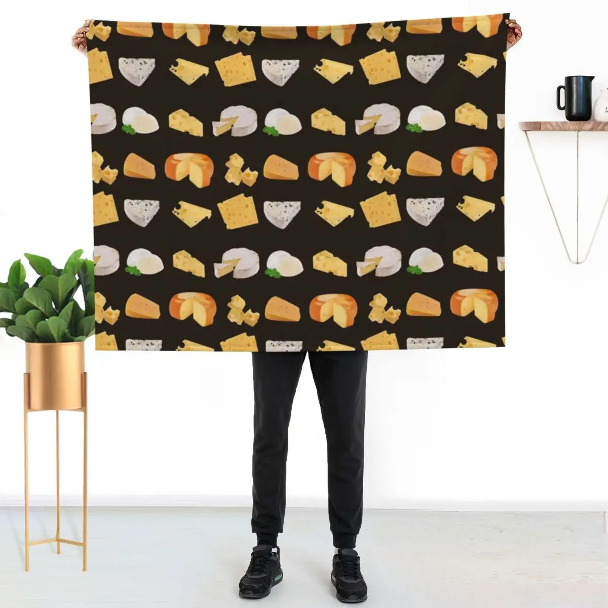 3D Cheese Variety - Mozarella, Swiss, Cheddar, Camembert, Emmental, Gouda Gorgonzola Throw Blanket Tourist Thin Sofa Blankets