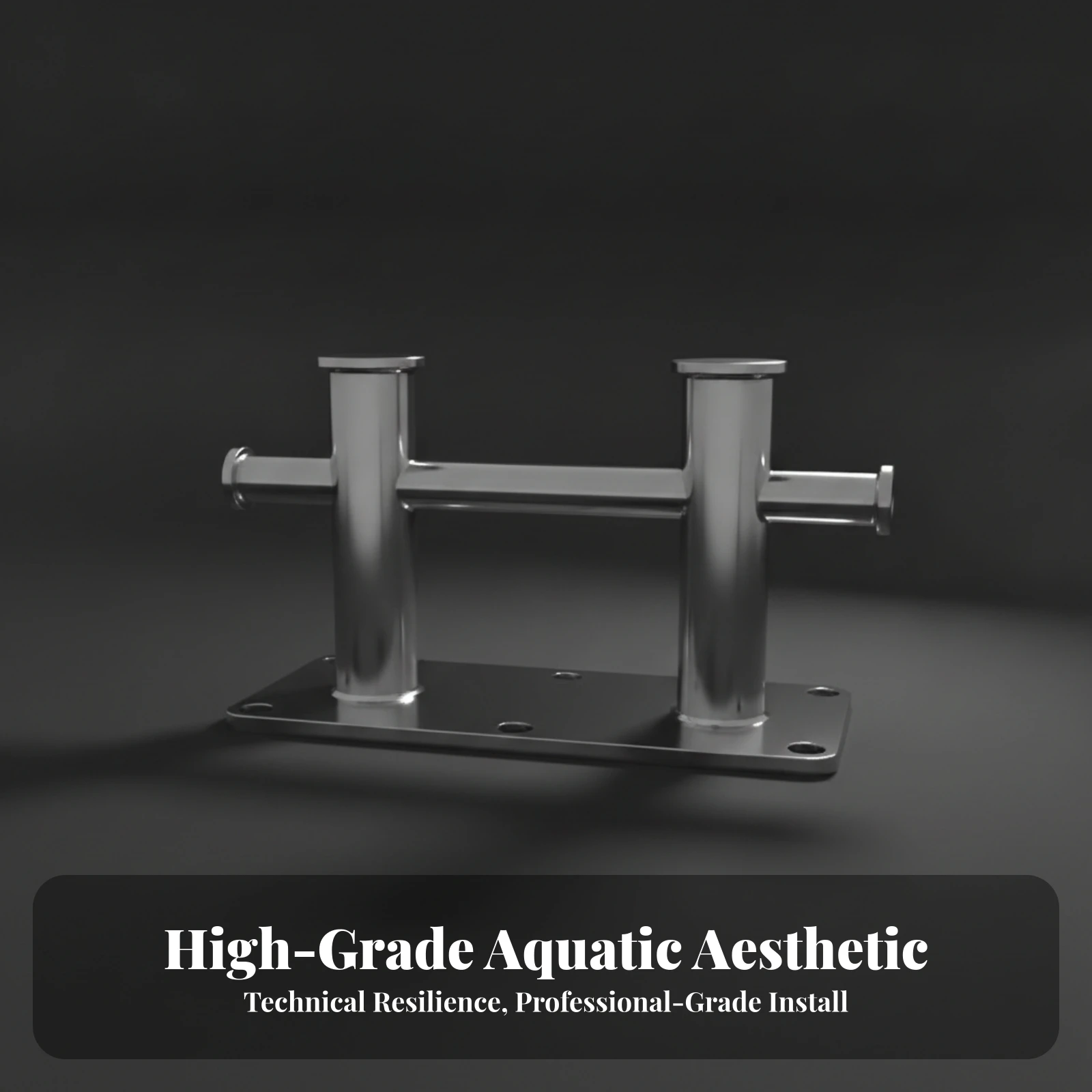 Double Cross Bollard Stainless Steel Cleat with Rectangular Base Hardware Mirror-Polished Corrosion-Resistant for Boat Owners