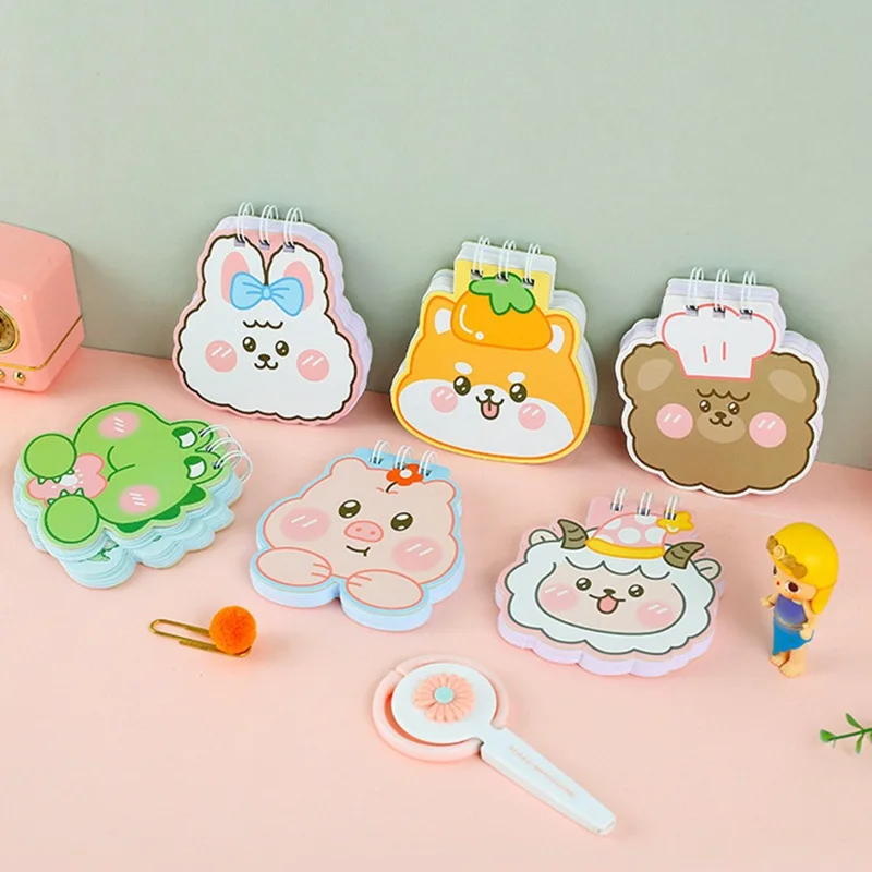 Cute Pet Special Shaped Coil Notebook Cartoon Animal Simple Word Horizontal Line Portable Pocket Notepad Student School Supplies