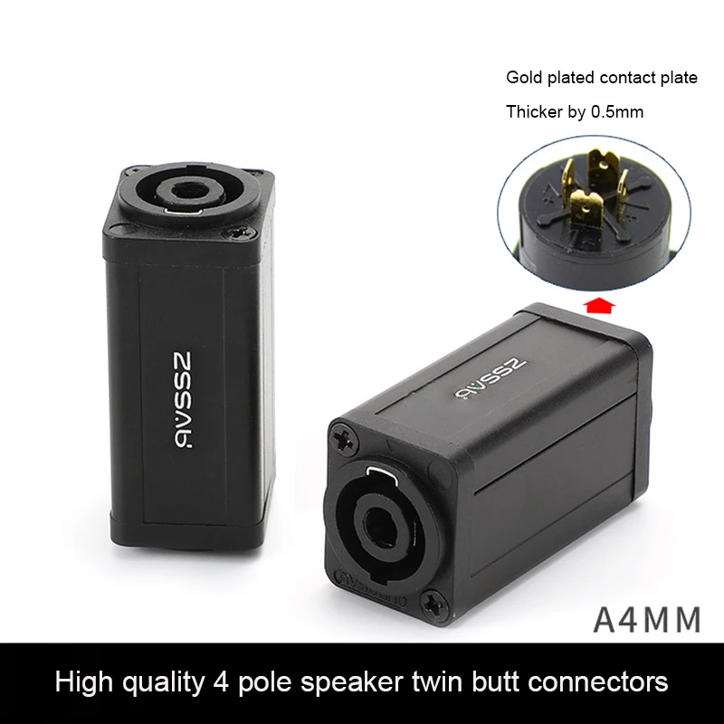 A4MM 4 Core Speaker Docking Aviation Socket Adapter Straight Through Audio Cable Double Pass Professional Speaker Plug Connector