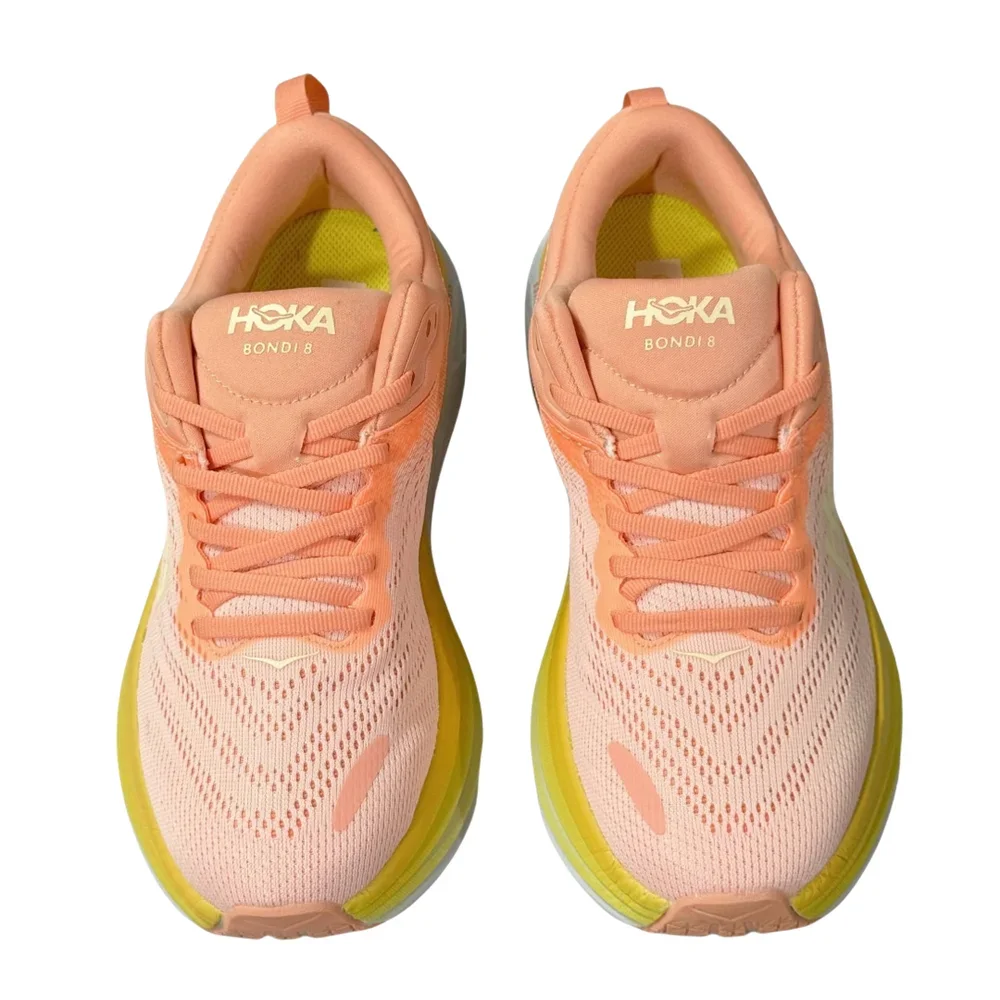 HOKA ONE ONE Bondi 8 Women Men Orange Yellow Wear-resistant Comfortable Lightweight Mesh Breathable Running Shoes 1123202-OKB