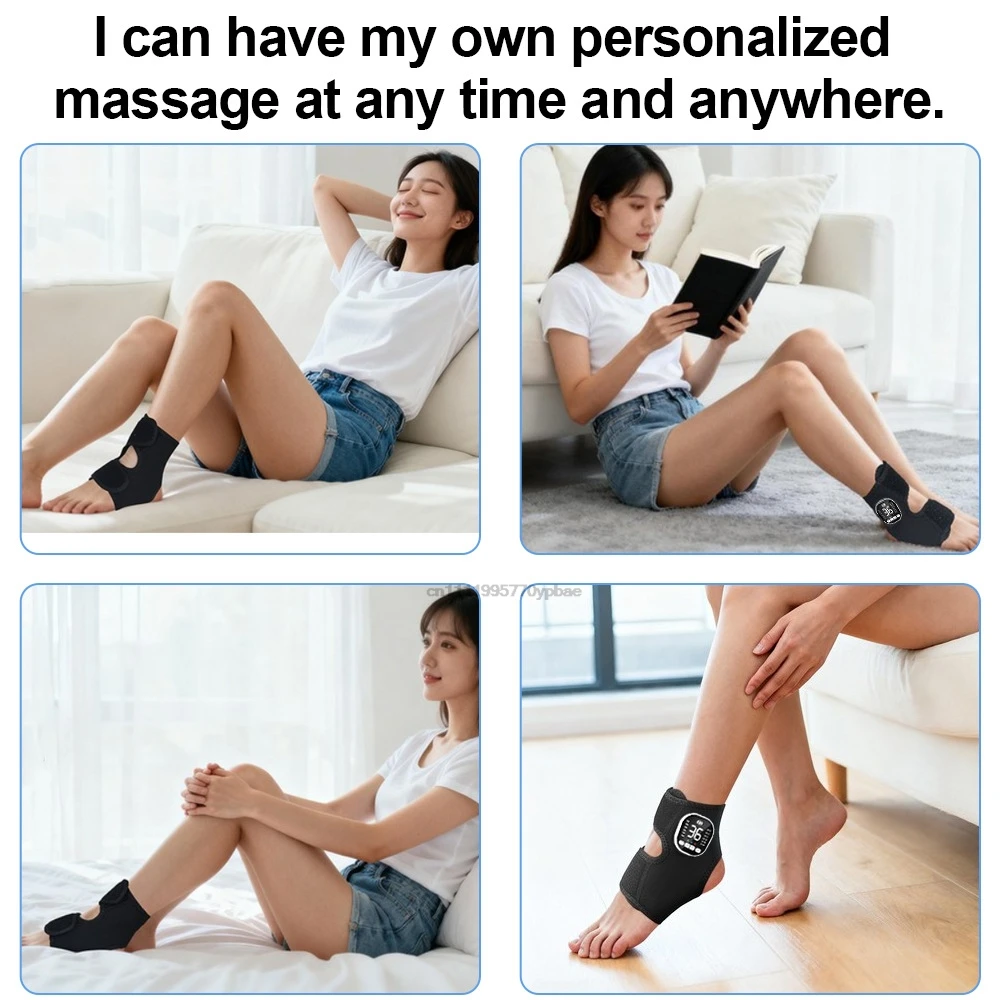 Electric Ankle Massager EMS Foot and Ankle Massager 36 Modes Vibration Ankle Heating Pad for Pain Relief view 6