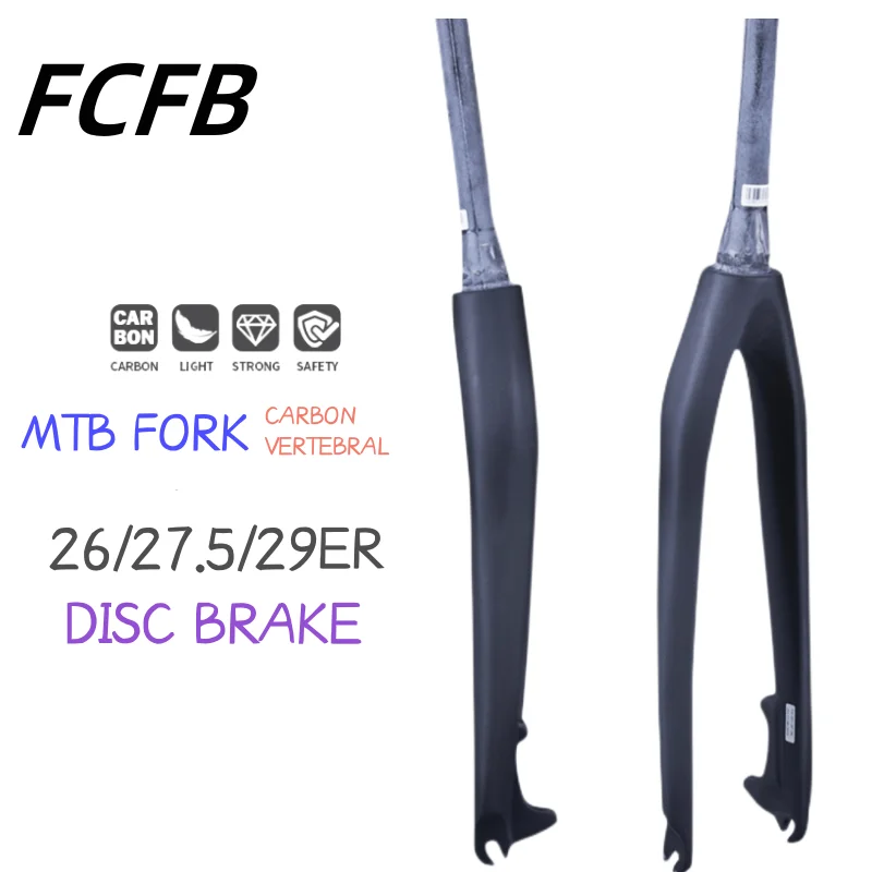 

carbon fork Matte 3K Carbon Fibre Mountain Bicycle Disc Brake Front Fork Tapered Tube MTB Bike Parts 26er 27.5er 29er