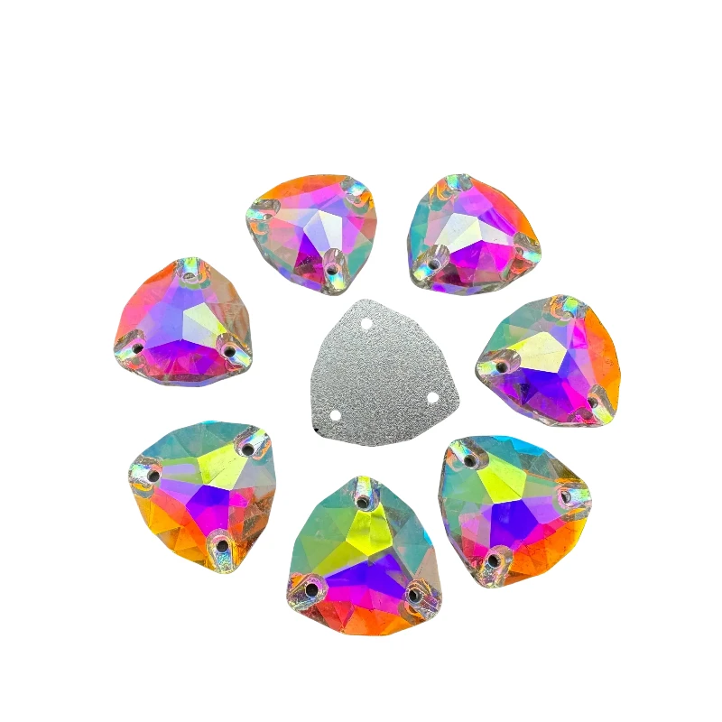 3272 Fat Triangle Crystal AB Sew On Stones Rhinestones 12,16,22 MM Needlework Sewing Flatback Effect AB Crystal For Dress