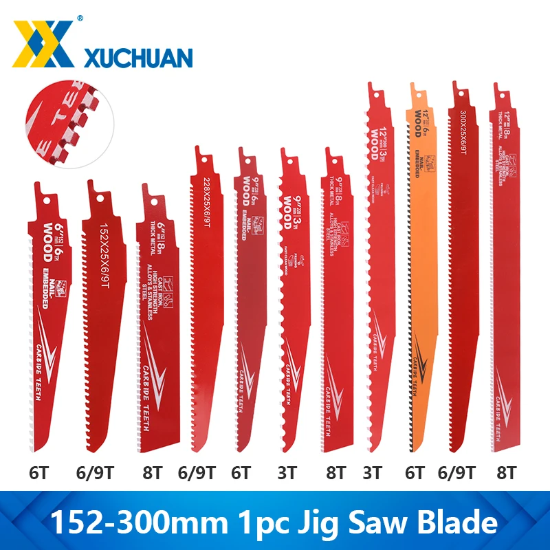 

XUCHUAN Reciprocating Saw Blade 3/6/8/9T Saber Saw Handsaw 152-300mm Multi Saw Blade For Wood Metal Cutting Tool Accessories