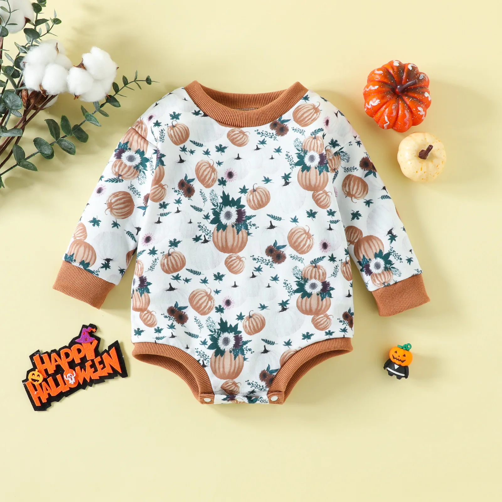 

Children's baby onesie 2024 new spring and autumn newborn clothes baby warm clothing cotton long-sleeved triangle climbing suit