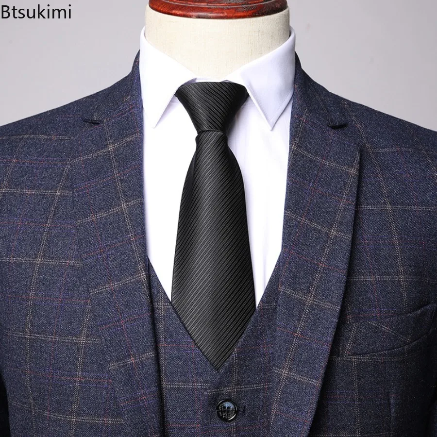 High Quality Men's Plaid Three-pieces Fashion Slim Business Party Formal Elegant Blazer Sets (Jacket+Pants+Vest) Prom Wedding