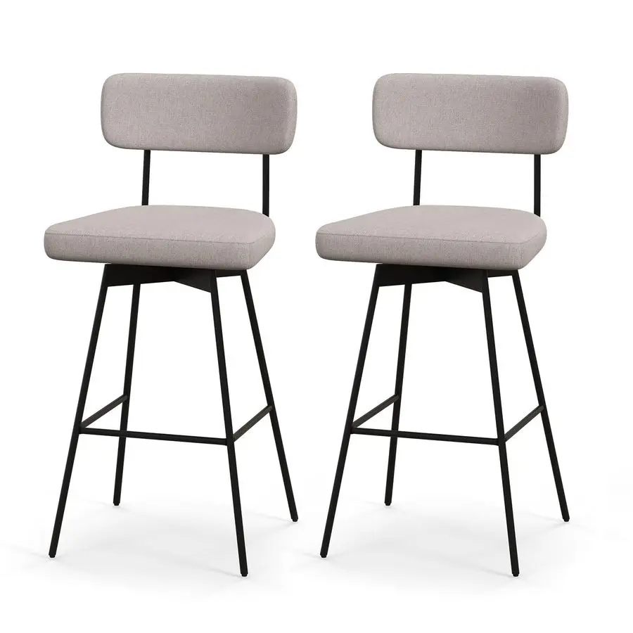 

Bar Stools Set of 2, 29 Upholstered Bar Height Chairs with Back, 360 Swivel Bar Chairs with HeavyDuty Metal Legs and Footrests,