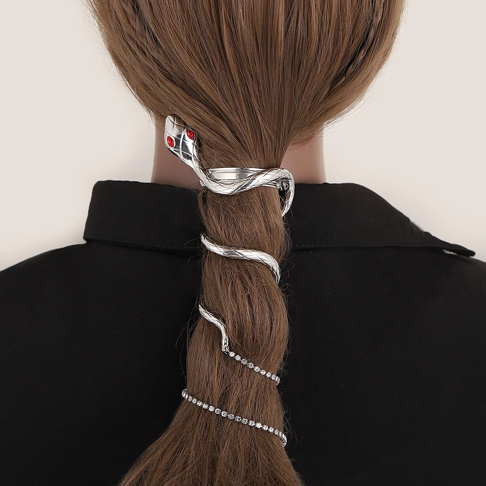 

Snake Hair Chain Women Accessories Lightweight Comfortable Silver Crystal Hair Clips for Braids Stylish Tassel Ponytail Jewelry