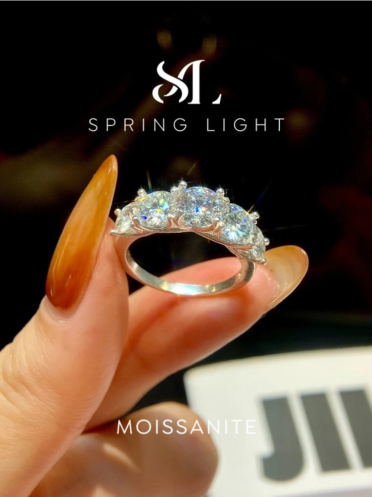 

Real 1CT Round Moissanite Diamond Ring for Women Wedding Engagement 925 Sterling Silver Original Luxury Fine Jewelry