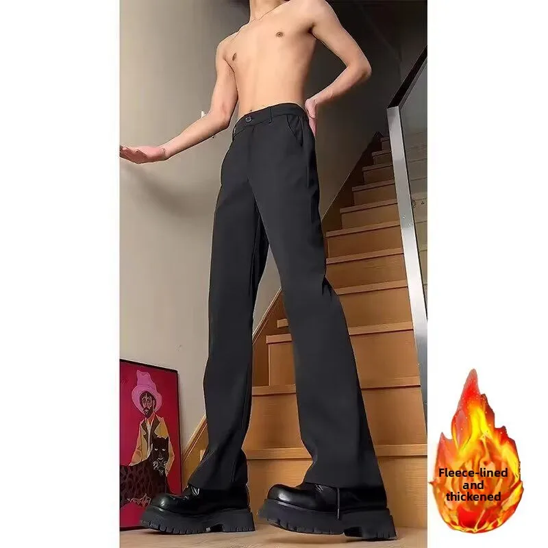 

Мужские плиссированные брюки Ele с широкими штанинами, повседневные прямые брюки в гонконгском стиле, универсальные стильные брюки для отдыха